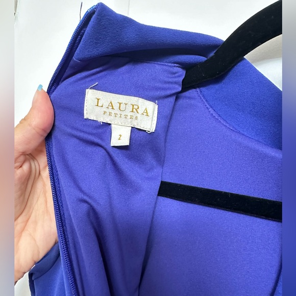 Laura Petites - Small Tie Neck Midi Dress - Size 2 - Stretchy Cocktail Dress - Picture 6 of 6